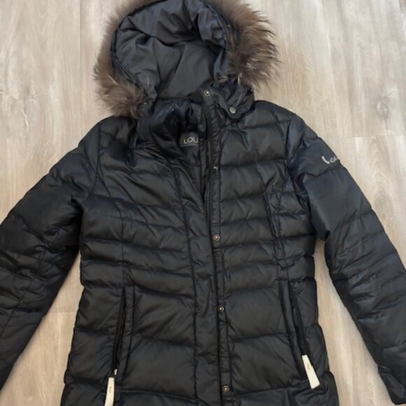 LOLE Limited Edition Long Puffer Jacket size M Real Fur Trim - Picture 2 of 10
